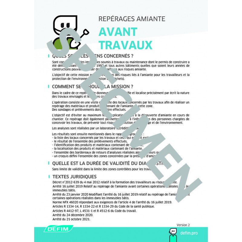 Fiches Repérage amiante avant travaux